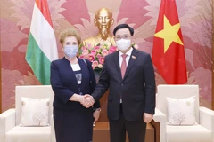 Chủ tịch Quốc hội Vương Đình Huệ tiếp Bà Márta Mátrai, Phó Chủ tịch thứ nhất Quốc hội Hungary, đang thăm làm việc tại Việt Nam. (Ảnh: Doãn Tấn/TTXVN)
