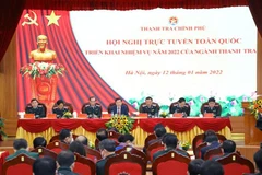 Phó Thủ tướng Lê Minh Khái cùng lãnh đạo Thanh tra Chính phủ chủ trì. (Ảnh: Văn Điệp/TTXVN)