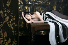 [Photo] Những cánh hoa Xuân mong manh trên lụa organza của Trần Hùng