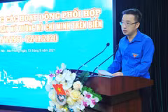 Bí thư Ban Chấp hành Trung ương Đoàn Nguyễn Tường Lâm phát biểu tại lễ phát động. (Ảnh: Minh Đức/TTXVN)