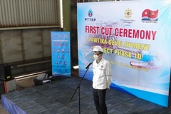 Khởi công thi công chế tạo 2 chân đế giàn ZWP12 và ZWP15 thuộc dự án phát triển mỏ Zawtika 1D. (Ảnh: XN Xây lắp Vietsovpetro)