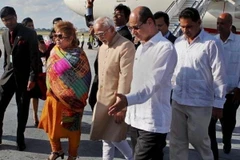 Phó Tổng thống Ấn Độ Hamid Ansari tại sân bay quốc tế Jose Marti, Havana. (Nguồn: thehindu.com)