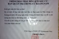 Văn bản có chữ ký và dấu của ông Chủ tịch Keangnam Vina Ha Jong Suk giải thích về việc "đổ vỡ" hội nghị chung cư, ngày 10/3.(Ảnh: Sơn Bách/Vietnam+)