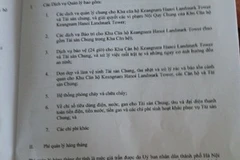 Phụ lục hợp đồng mua bán căn hộ giữa Keangnam và cư dân, ghi rõ về quy định mức phí quản lý. Ảnh (cư dân cung cấp)