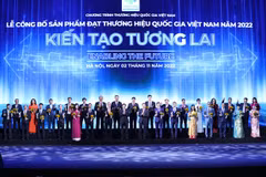 Lễ công bố sản phẩm đạt Thương hiệu quốc gia Việt Nam là dịp ghi nhận và vinh danh các sản phẩm có chất lượng hàng đầu, có hàm lượng khoa học công nghệ cao, có uy tín trên thị trường. (Ảnh: Vietnam+)
