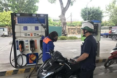 Nhân viên Petrolimex bán xăng cho khách hàng. (Ảnh: Đức Duy/Vietnam+)