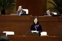 Bộ trưởng Bộ Y tế Đào Hồng Lan giải trình, làm rõ một số vấn đề đại biểu Quốc hội nêu. (Ảnh: TTXVN)