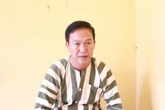 Đối tượng Nguyễn Thanh Hải tại cơ quan công an. (Ảnh: Công an cung cấp)