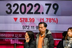 Bảng tỷ giá chứng khoán tại Hong Kong, Trung Quốc. (Nguồn: AFP/TTXVN)