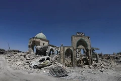 Đền thờ Grand al-Nuri bị các tay súng IS phá hủy. (Nguồn: Reuters)