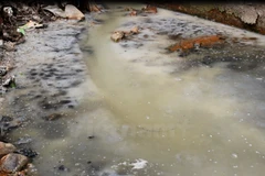 Nước thải tại làng nghề sản xuất giấy Phong Khê, thành phố Bắc Ninh. (Ảnh: Hùng Võ/Vietnam+)