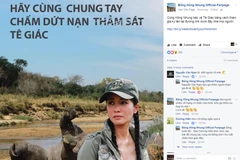 Ca sĩ Hồng Nhung kêu gọi cộng đồng mạng bảo vệ tê giác. (Nguồn ảnh: ENV)