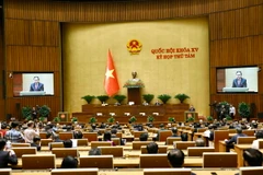 Chủ tịch Quốc hội Trần Thanh Mẫn phát biểu bế mạc Kỳ họp thứ 8, Quốc hội khóa XV. (Ảnh: Doãn Tấn/TTXVN)