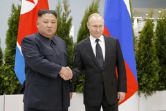 Nhà lãnh đạo Triều Tiên Kim Jong-un và Tổng thống Nga Putin. (Nguồn: AP) 