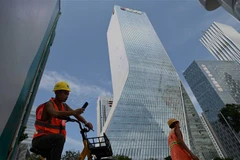 Trụ sở tập đoàn bất động sản Evergrande tại Thâm Quyến, Trung Quốc, ngày 26/9/2021. (Ảnh: AFP/TTXVN) 