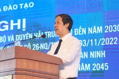 Ông Nguyễn Kim Sơn, Bộ trưởng Bộ Giáo dục và Đào tạo, phát biểu tại hội nghị. (Ảnh: Thanh Thủy/TTXVN)