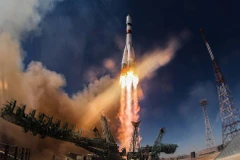 Nga phóng tàu vũ trụ chở hàng Progress MS-24 lên ISS. (Nguồn: TASS)