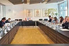 Tổng Thanh tra Chính phủ Đoàn Hồng Phong làm việc với Quốc vụ khanh Bộ Tư pháp liên bang Đức Angelika Schlunck. (Ảnh: Mạnh Hùng/TTXVN)