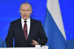 Tổng thống Nga Vladimir Putin phát biểu tại Moskva. (Ảnh: AFP/TTXVN) 