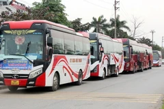 Các chuyến xe đưa công nhân về quê đón Tết. (Ảnh: Đồng Thúy/TTXVN)