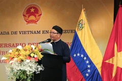 Đại sứ Vũ Trung Mỹ phát biểu tại buổi lễ. (Ảnh: TTXVN phát)