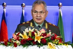 Bộ trưởng Quốc phòng Nga Sergei Shoigu phát biểu tại Diễn đàn Hương Sơn ở Bắc Kinh, Trung Quốc ngày ngày 30/10/2023. (Ảnh: AFP/TTXVN)