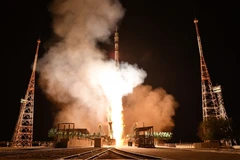 Tàu vũ trụ Soyuz MS-24 rời bệ phóng tại sân bay vũ trụ Baikonur ở Kazakhstan, ngày 15/9/2023. (Ảnh: AFP/TTXVN)