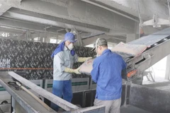 Sản xuất ximăng là ngành có tỷ trọng phát thải khí nhà kính lớn nhất, chiếm 70% tổng phát thải trong sản xuất vật liệu xây dựng năm 2015. (Ảnh: Hoàng Nguyên/TTXVN)