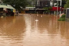 Mưa lớn kéo dài gây ngập lụt nặng tại nhiều địa phương của huyện Bù Đăng, Bình Phước. (Ảnh: TTXVN phát)