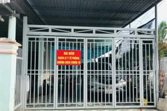 Thí điểm đầu tiên cách ly F1 tại nhà ở xã Lai Hưng, huyện Bàu Bàng (Bình Dương). (Ảnh: TTXVN phát) 