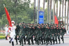 Đội tuyển Quân đội Việt Nam tại lễ khai mạc. (Ảnh: Trọng Đức/TTXVN) 