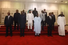 Các nhà lãnh đạo Cộng đồng Kinh tế Tây Phi (ECOWAS) tại cuộc họp bất thường về tình hình Niger, tại Abuja (Nigeria), ngày 10/8/2023. (Ảnh: THX/TTXVN)