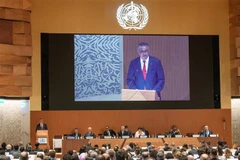 Tổng Giám đốc Tổ chức Y tế thế giới (WHO) Tedros Adhanom Ghebreyesus phát biểu khai mạc Kỳ họp Đại hội đồng Y tế Thế giới (WHA) lần thứ 75 tại Geneva (Thụy Sĩ) ngày 22/5/2022. (Ảnh: AFP/TTXVN) 