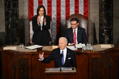 Tổng thống Mỹ Joe Biden trình bày Thông điệp liên bang trước Quốc hội Lưỡng viện, ngày 7/3/2024. (Ảnh: AFP/TTXVN)