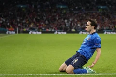 Niềm vui của tiền vệ Italy Federico Chiesa khi ghi bàn thắng vào lưới đội Tây Ban Nha trong trận đấu ở bán kết EURO 2020 trên sân Wembley, London (Anh) ngày 6/7/2021. (Nguồn: AFP/TTXVN) 