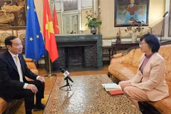 Ông Nguyễn Văn Thảo, Đại sứ Việt Nam tại Vương quốc Bỉ, kiêm nhiệm Đại công quốc Luxembourg, Trưởng Phái đoàn Việt Nam bên cạnh Liên minh châu Âu (EU) đã trả lời phỏng vấn phóng viên TTXVN tại Bỉ. (Ảnh: Duy Tùng/TTXVN)