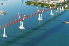 Phối cảnh cầu Bến Rừng nối huyện Thủy Nguyên, thành phố Hải Phòng) với thị xã Quảng Yên, tỉnh Quảng Ninh. (Ảnh: Hoàng Ngọc/TTXVN)