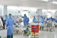 Diễn tập tình huống điều trị hồi sức cho các ca bệnh COVID-19 nặng tại Bệnh viện Dã chiến số 13 tại Thành phố Hồ Chí Minh. (Ảnh: Đinh Hằng/TTXVN) 