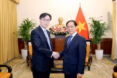 Bộ trưởng Ngoại giao Bùi Thanh Sơn tiếp Thứ trưởng Thứ nhất Bộ Ngoại giao Hàn Quốc Chang Ho Jin. (Nguồn: Báo Quốc tế)