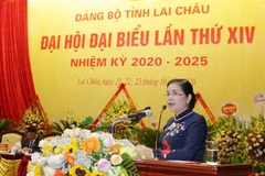 Bà Giàng Páo Mỷ, Ủy viên Trung ương Đảng, tái đắc cử chức danh Bí thư tỉnh ủy Lai Châu nhiệm kỳ 2020-2025. (Ảnh: Quý Trung/TTXVN) 