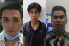 Ba nghi phạm Hoàng, Toàn, Quỳnh tại cơ quan công an. (Nguồn: vietnamnet.vn) 