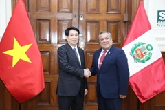 Chủ tịch nước Lương Cường hội kiến Chủ tịch Hội đồng Bộ trưởng Peru Gustavo Adrian Adrianzén. Ảnh: Lâm Khánh – TTXVN