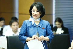 Đại biểu Quốc hội thành phố Hà Nội Trần Thị Nhị Hà phát biểu ý kiến. (Ảnh: Minh Đức/TTXVN) 