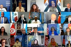 Đại diện các nước thành viên Hội đồng Bảo an Liên hợp quốc tham dự phiên thảo luận. (Ảnh: Hữu Thanh/TTXVN) 