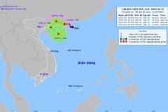 Bản đồ đường đi của Bão số 3. (Ảnh: TTXVN phát) 