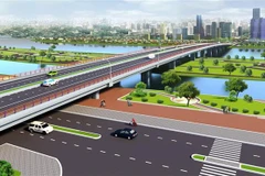 Phối cảnh cầu Thống Nhất thuộc dự án đường trực trung tâm thành phố Biên Hòa. (Ảnh: Công Phong/TTXVN)