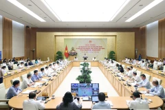 Quang cảnh một hội nghị đẩy mạnh cải cách thủ tục hành chính do Thủ tướng Phạm Minh Chính, Trưởng Ban Chỉ đạo cải cách hành chính của Chính phủ, chủ trì. (Ảnh: Dương Giang/TTXVN)