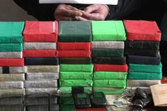 Toàn bộ tang vật bị lực lực lượng chức năng thu giữ. (Ảnh: TTXVN phát) 