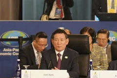 Bộ trưởng Hồ Đức Phớc tại Hội nghị Bộ trưởng Tài chính APEC năm 2023 sáng 13/11. (Ảnh: Kiều Trang/TTXVN)