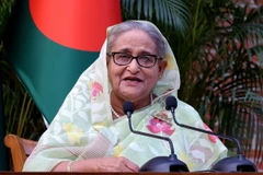 Thủ tướng Bangladesh Sheikh Hasina phát biểu tại Dhaka ngày 8/1/2024. (Ảnh: THX/TTXVN)